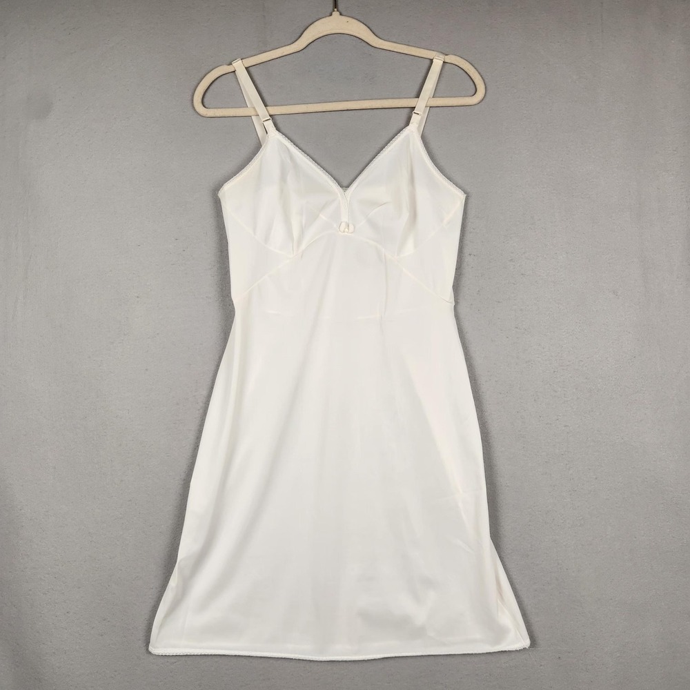 Vintage Sears‎ Full Slip Womens 34 White Fortrel Non Cling Adjustable 70s